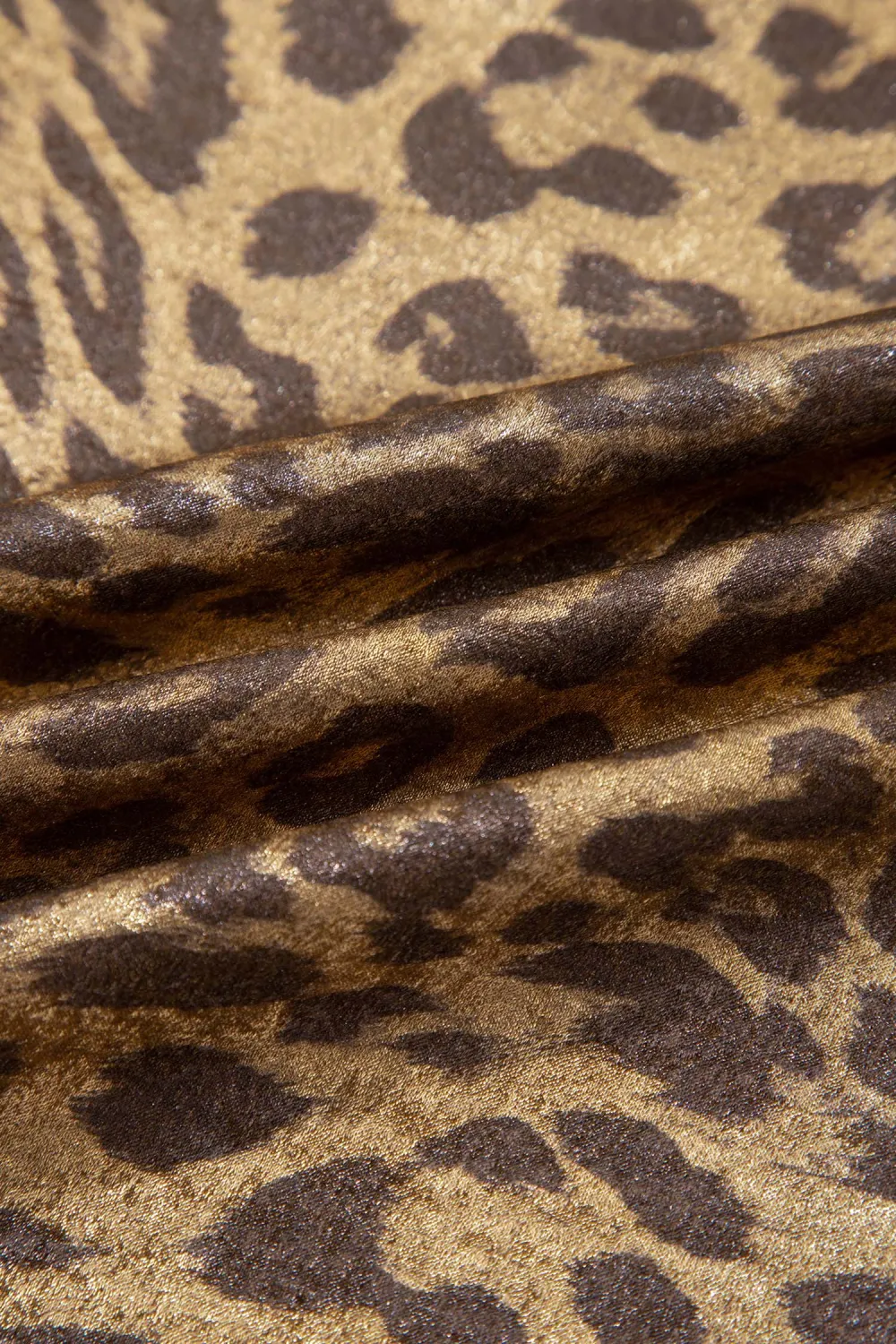 Gold Half Sleeve Metallic Leopard Blouse