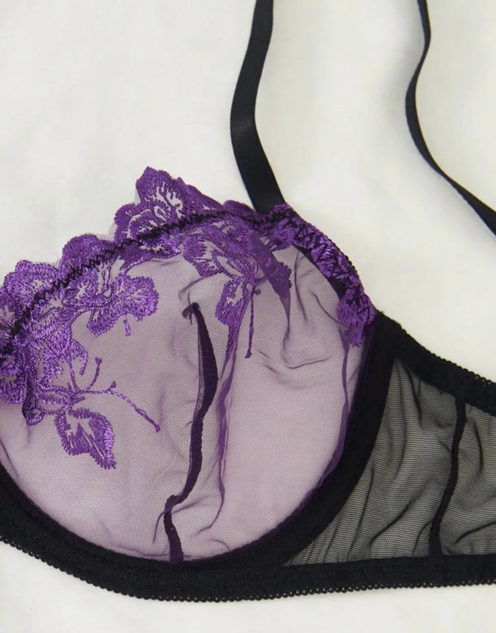 Embroidered Mesh Lingerie Set