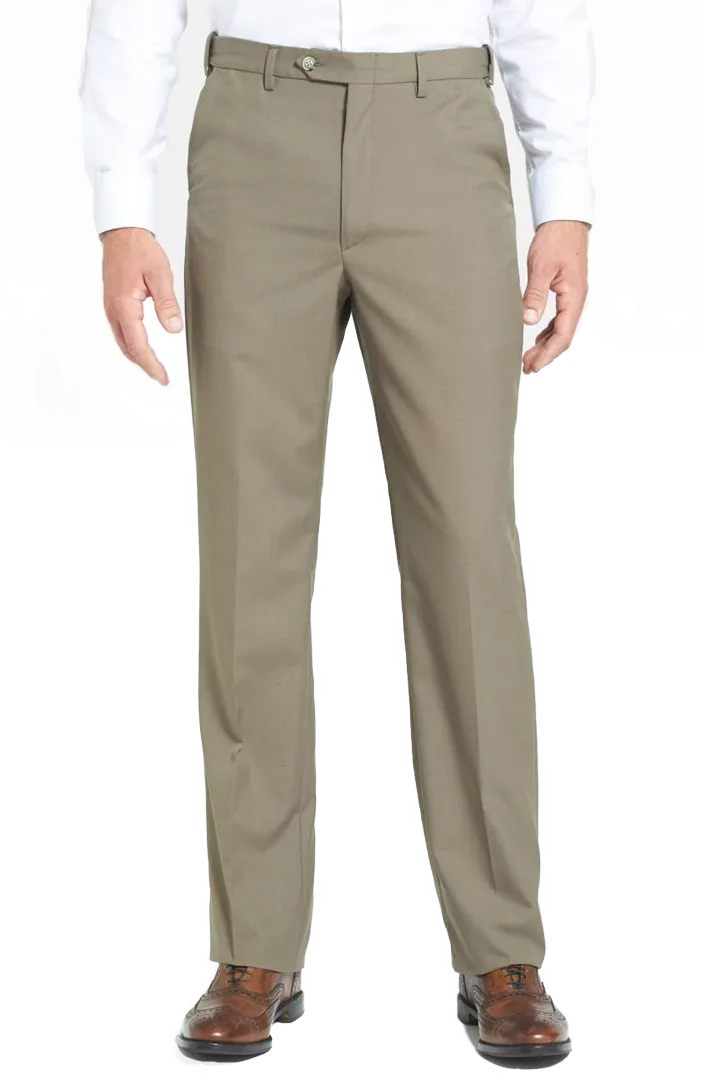 Classic Gabardine Tropical Weave Flannel Flat Front Pleated Front Trousers