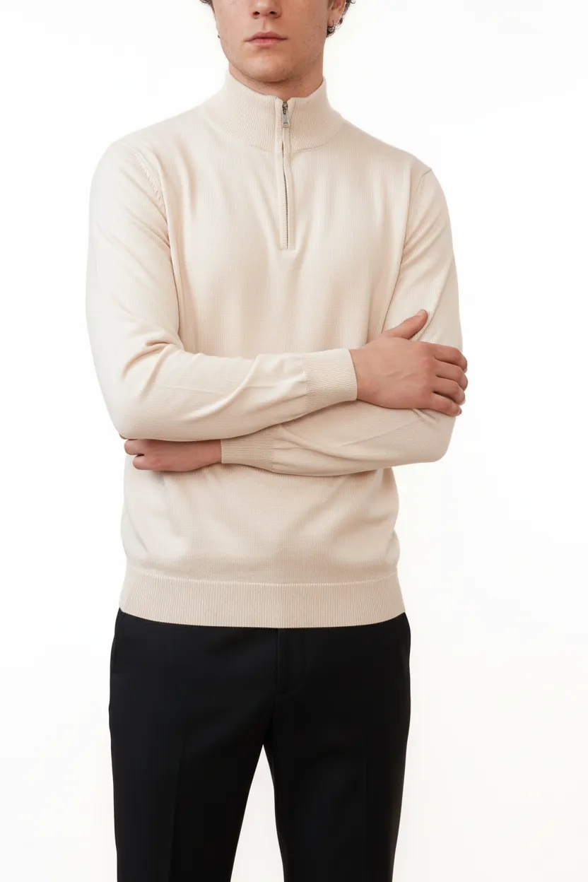 Everyday Viscose Refined Half Zip Sweater
