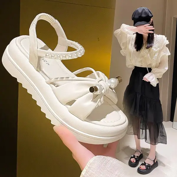 Pearl Detail Flat Sandals