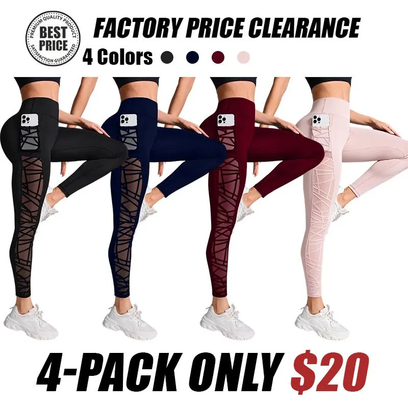Women's Contrast Mesh Sheer Cut Out Leggings