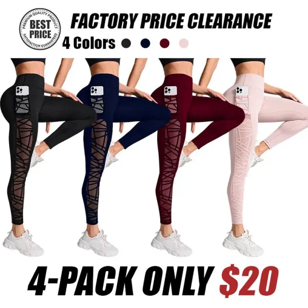 Women's Contrast Mesh Sheer Cut Out Leggings