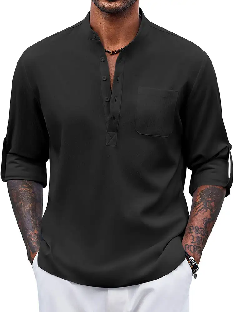 Casual Summer Vacation Henley Shirt
