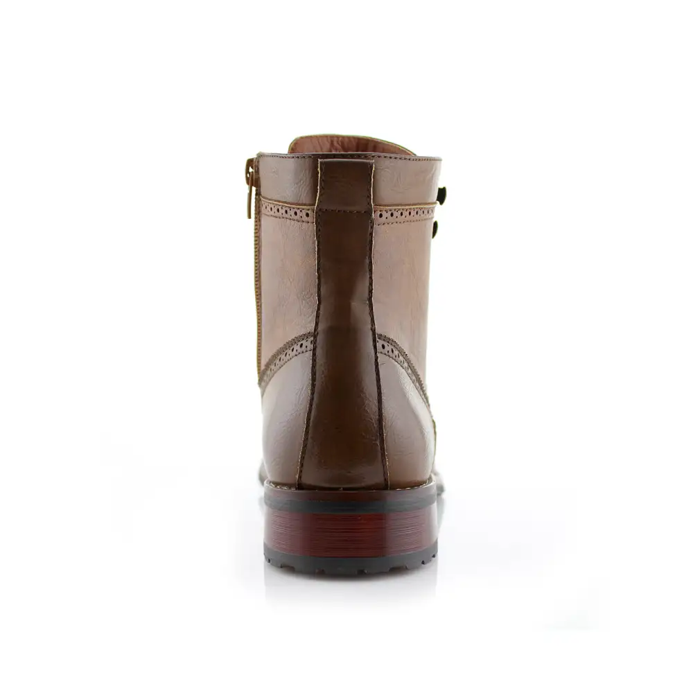 Two-Tone Wingtip Brogue Combat Boots