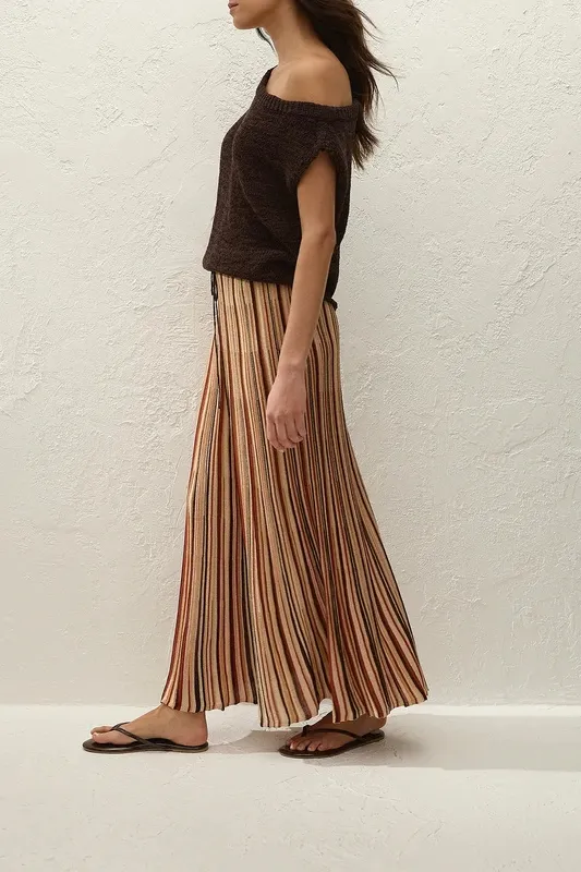 Striped Knit Midi Skirt