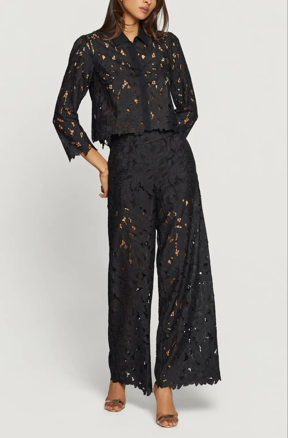 Embroidered Button Front Relaxed Fit Shirt