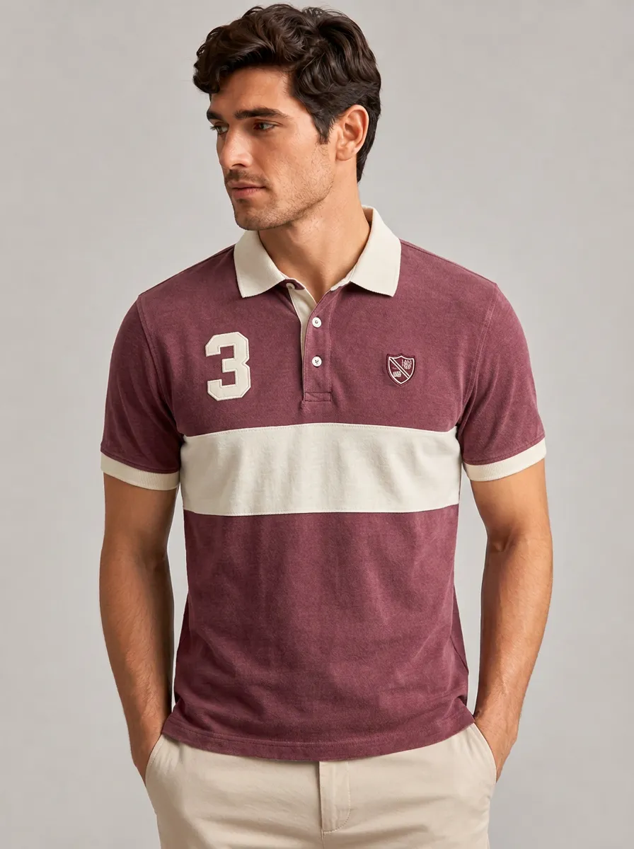 Men's Equestrian Lover Number 3 Shield Printed Polo Shirt