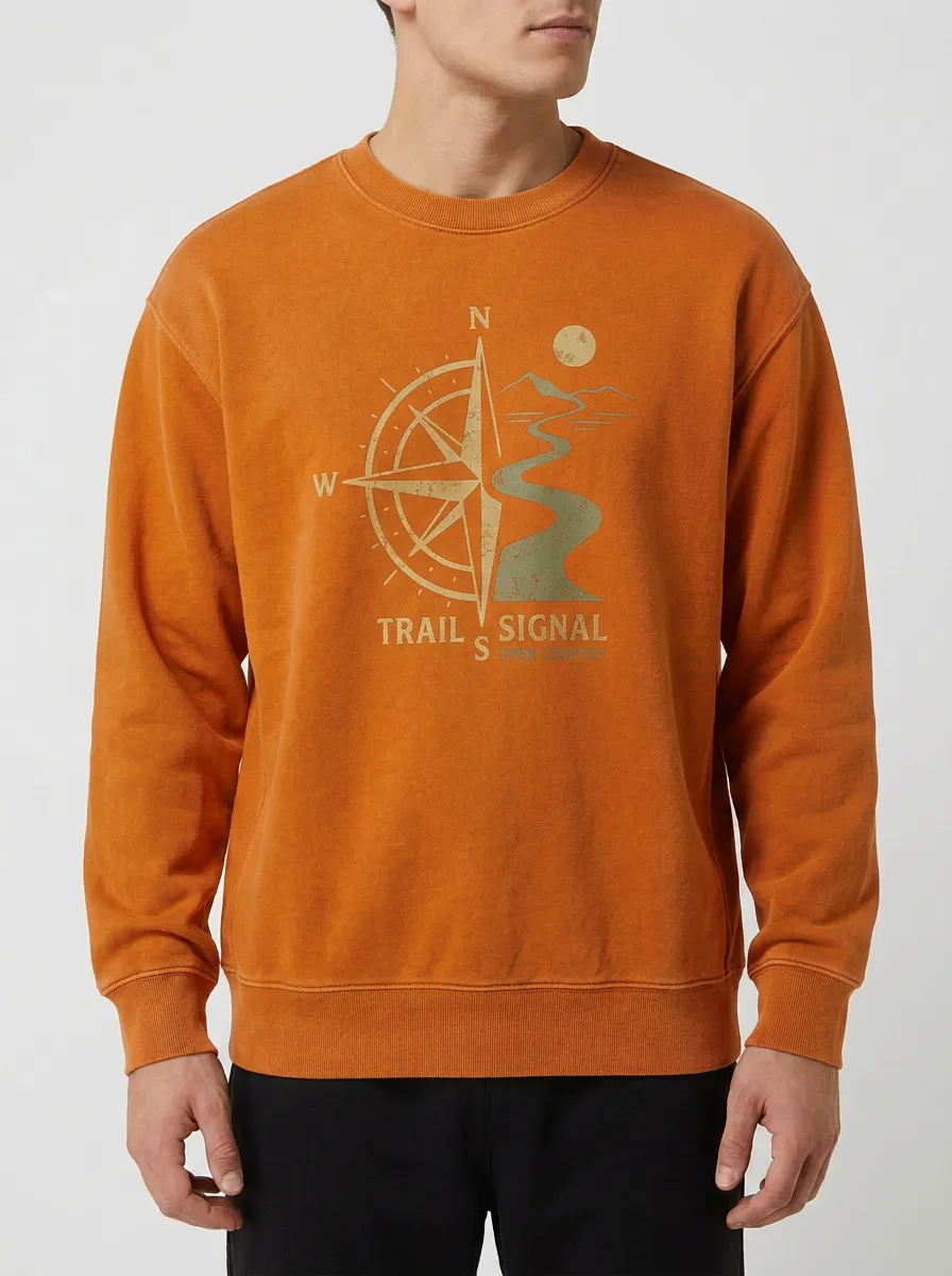 Men's Hiking Lover Compass Trail Printed Sweatshirt