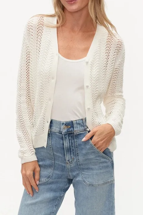 Light Blue Openwork Knit Cardigan