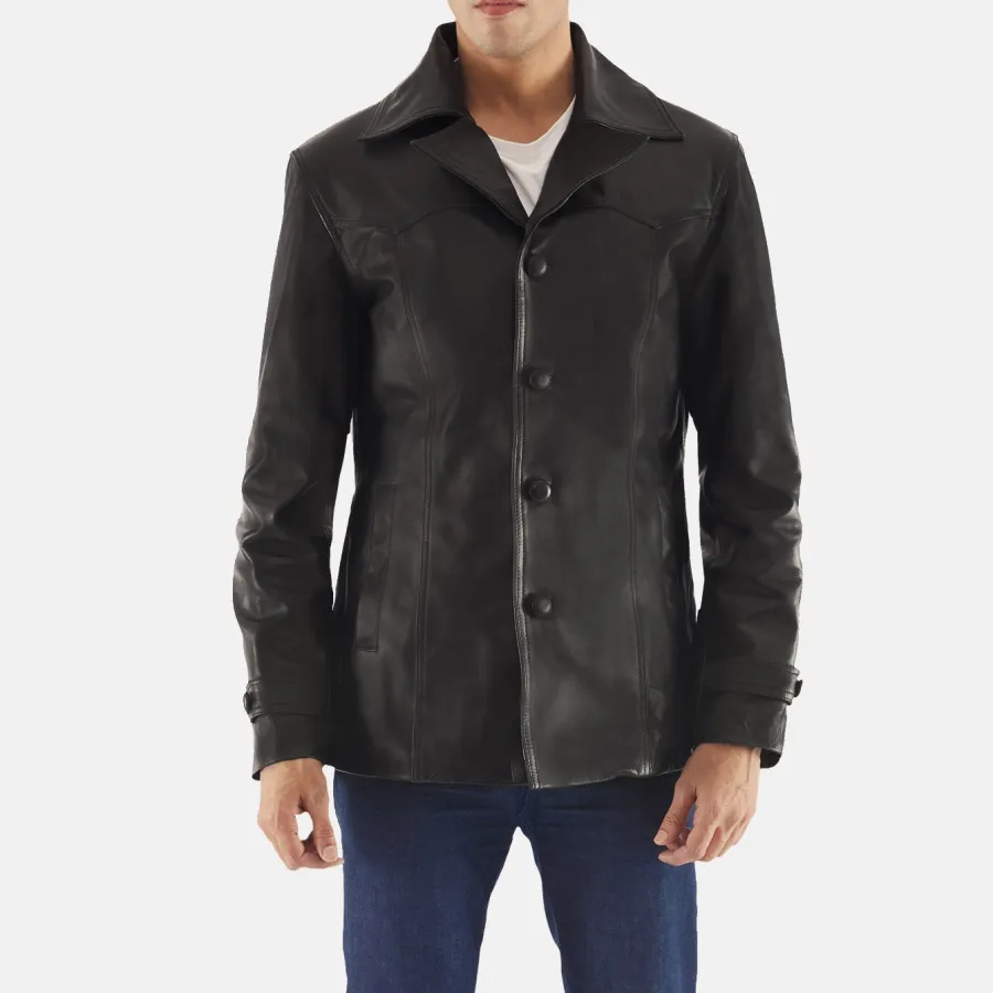 Men's Textured Leather Coat
