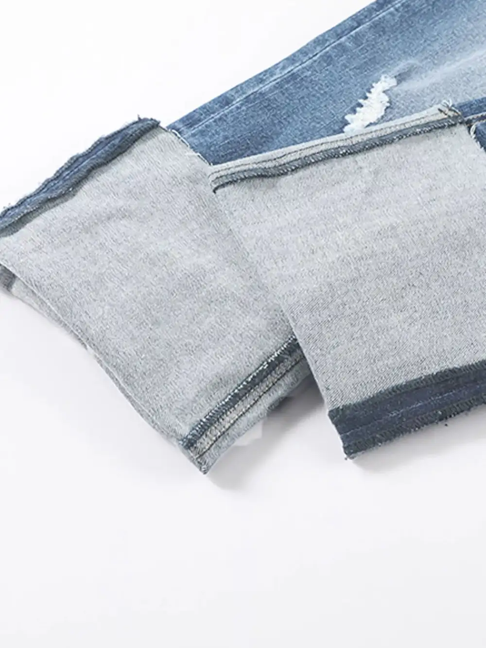 Washed High Waist Straight Leg Distressed Denim Jeans