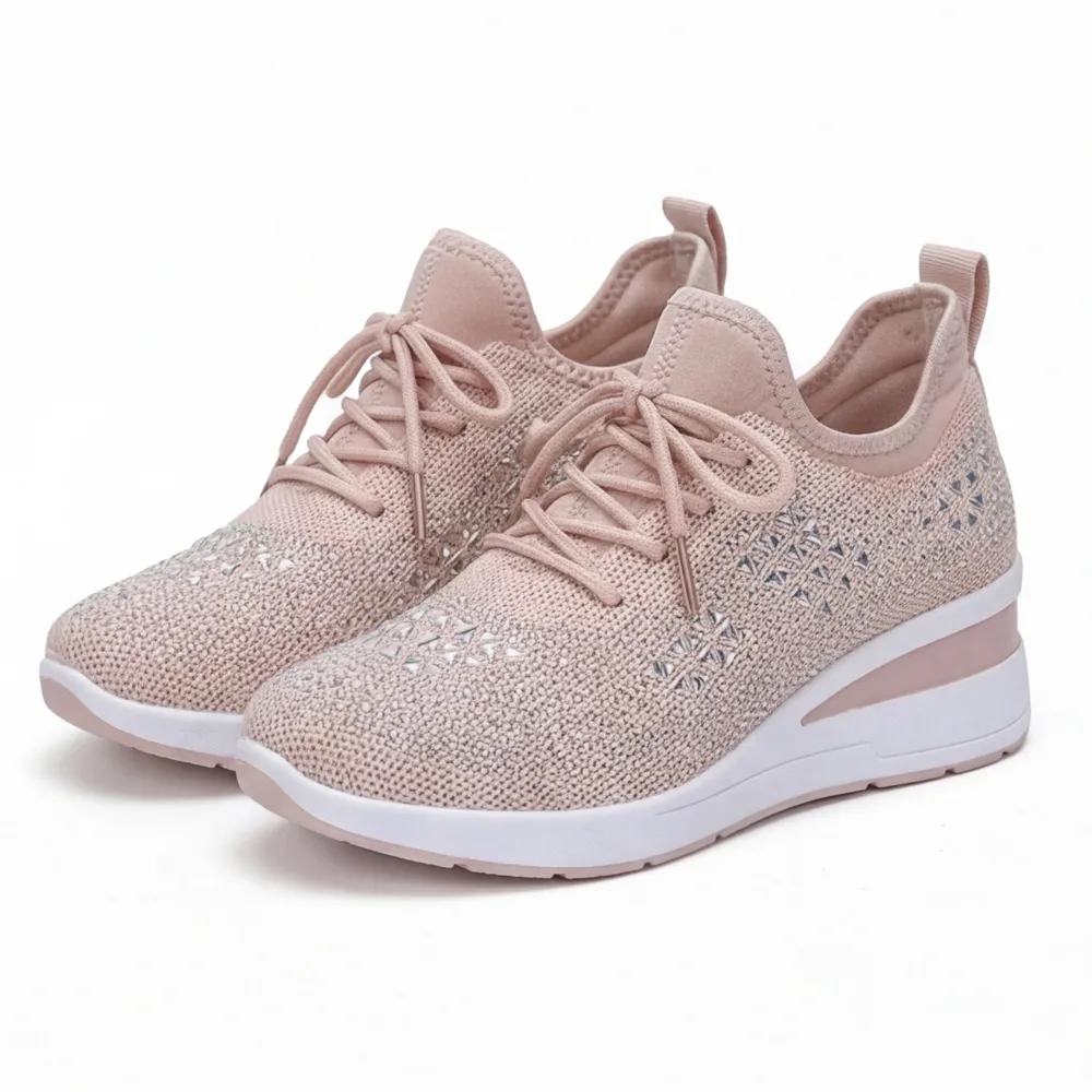 Embellished Detail Rhinestone Wedge Sneakers