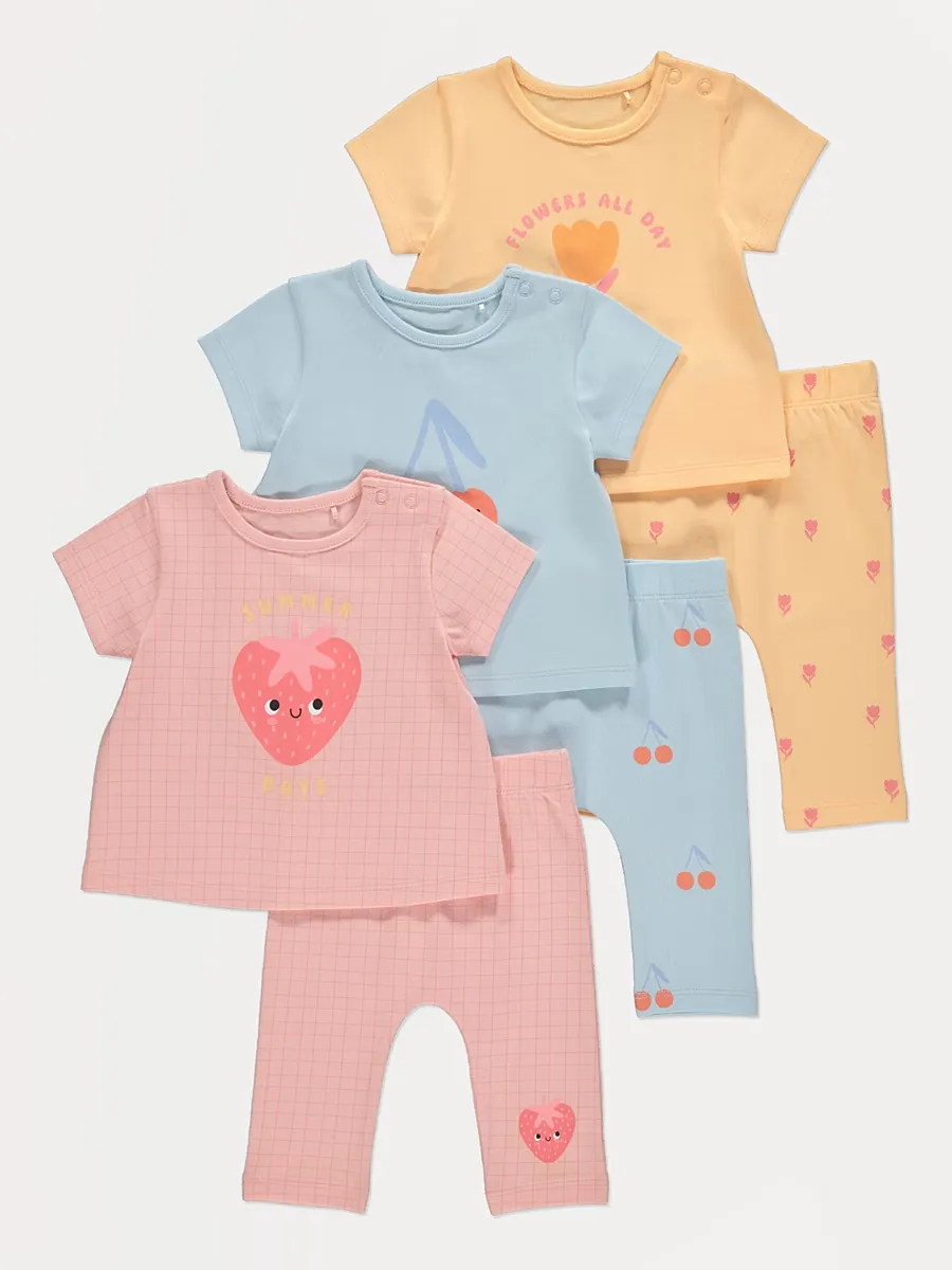 Fruit T-Shirts and Leggings Outfit 3 Pack