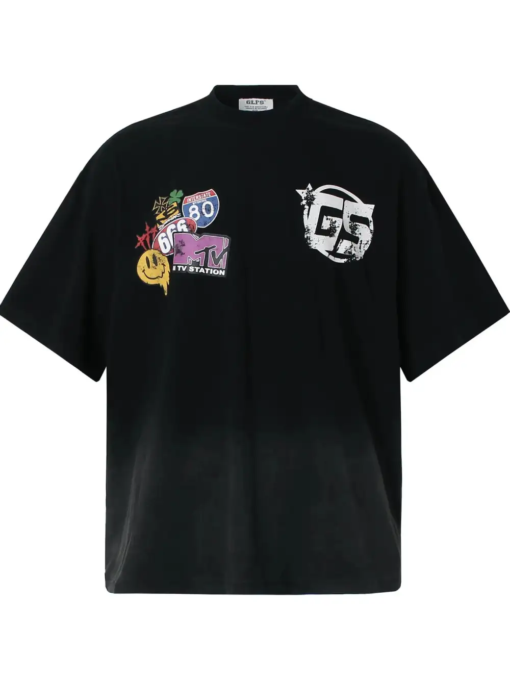 Textured Graphic Crew Neck Oversized Tee