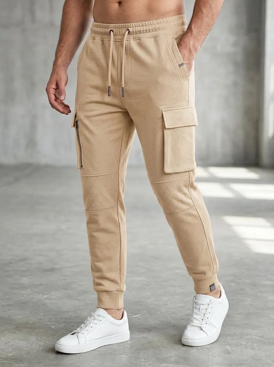 Refined Graphic Print Casual Look Men's Cargo Jogger Pants