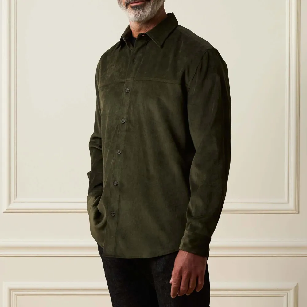 Men's Classic Regular Fit Corduroy Crewneck Shirt