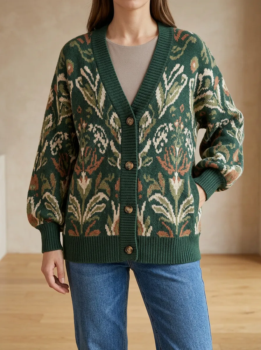Easygoing V Neck Button Front Women's Everyday Knit Cardigan