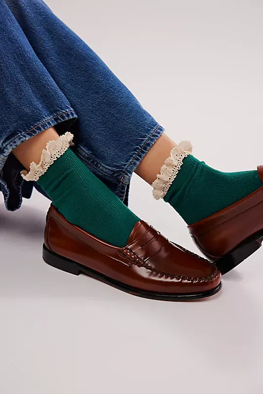 Waffle Knit Ankle Socks green