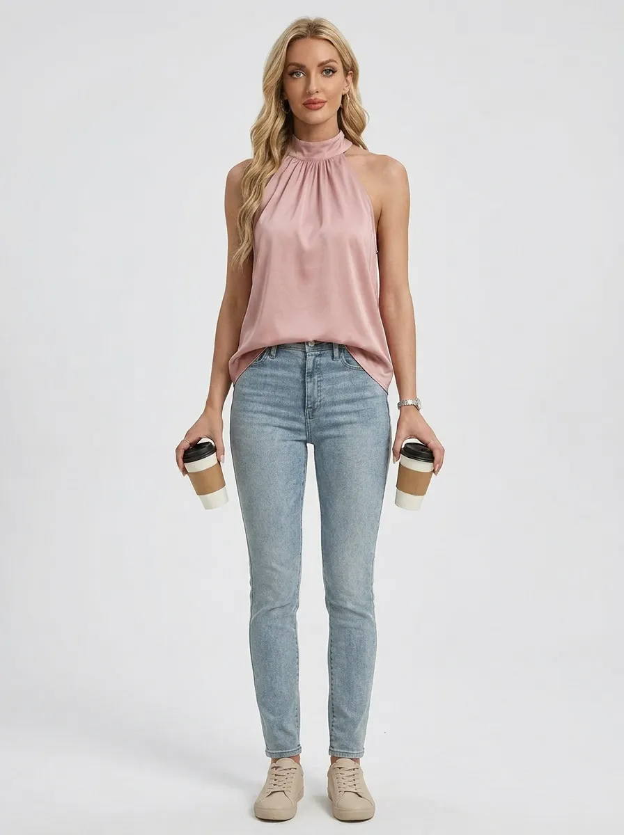 Sleeveless Halter Neck Top