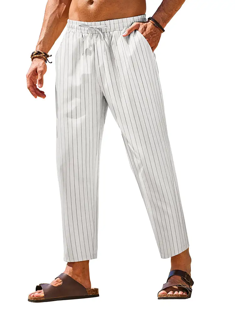 Casual Linen Blend Summer Trousers Pants