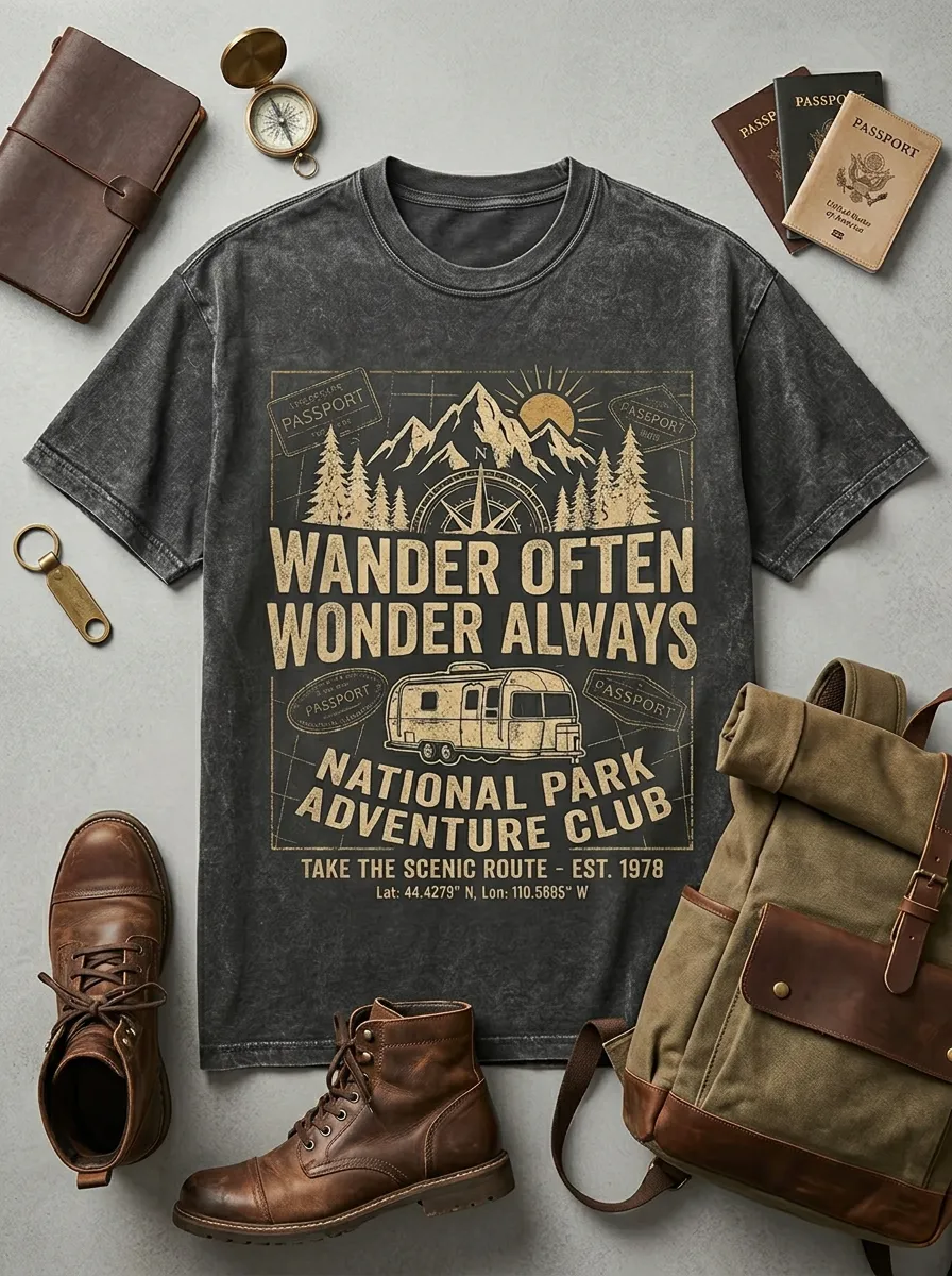 Unisex National Park Adventure Camper Printed T-shirt