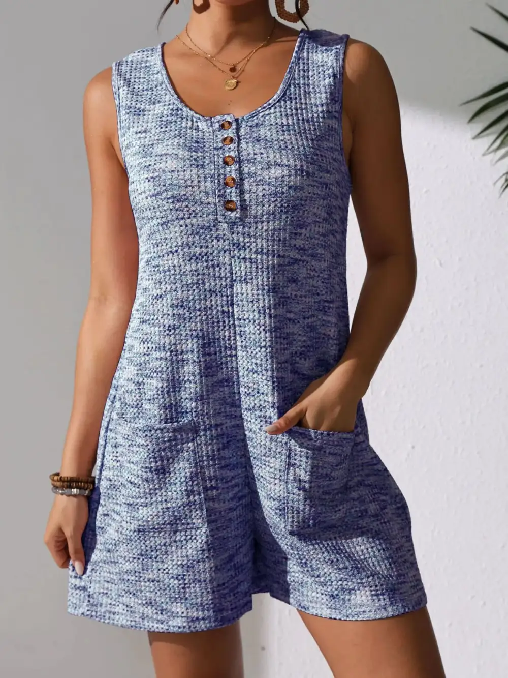 Everyday Button Front Pocket Romper