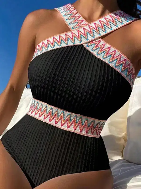 Sleeveless Slimming Conservative One Piece Bikini Swim Set