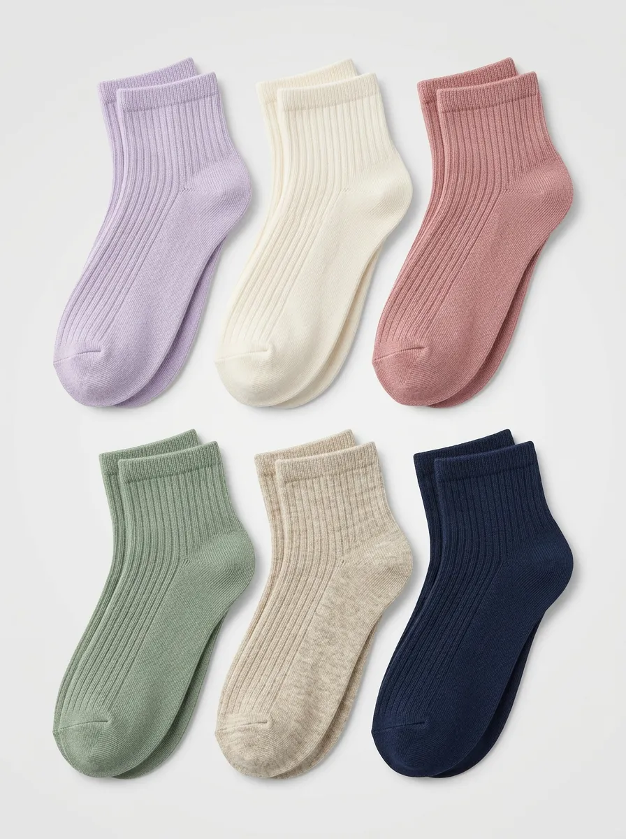 Lightweight Ribbed Ankle Six-Pair Sock Pack