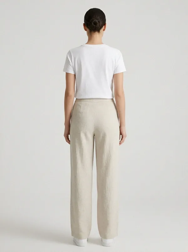 Women's Elastic-Waist Straight-Leg Trousers