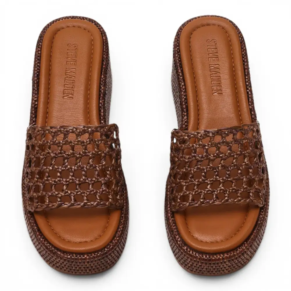 Brandy Raffia Platform Wedge Slide Sandal