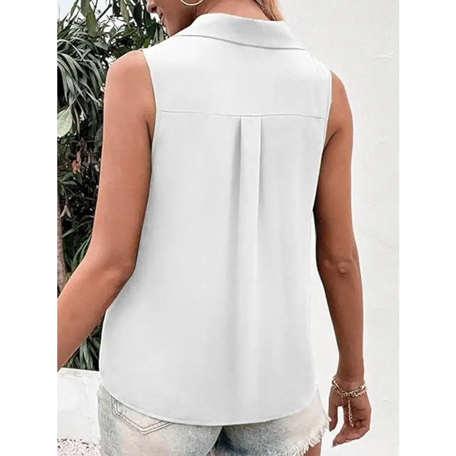 Full Size Collar Button Up Tank