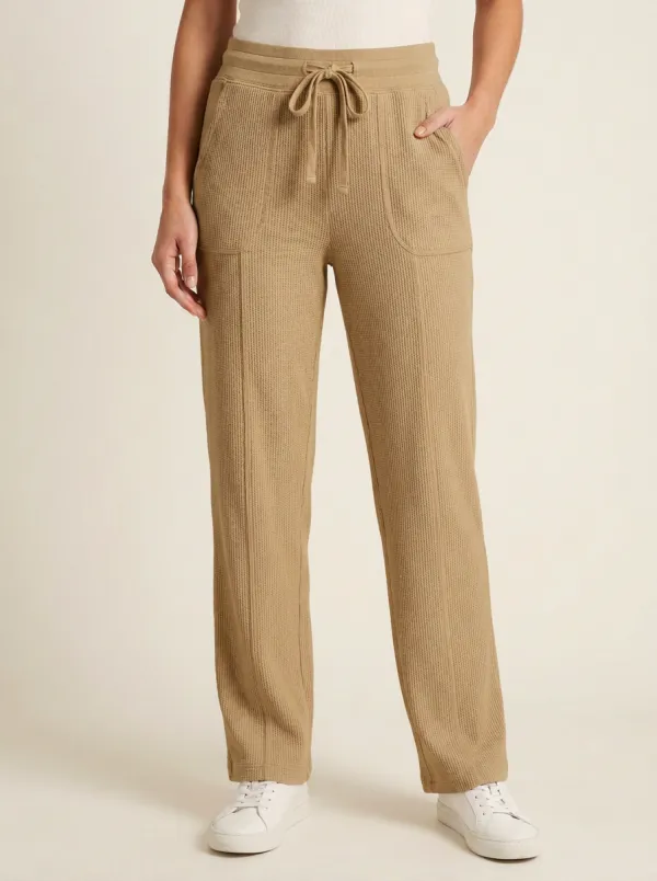 Women's Casual Lounge Waffle Knit Drawstring Jogger Pants