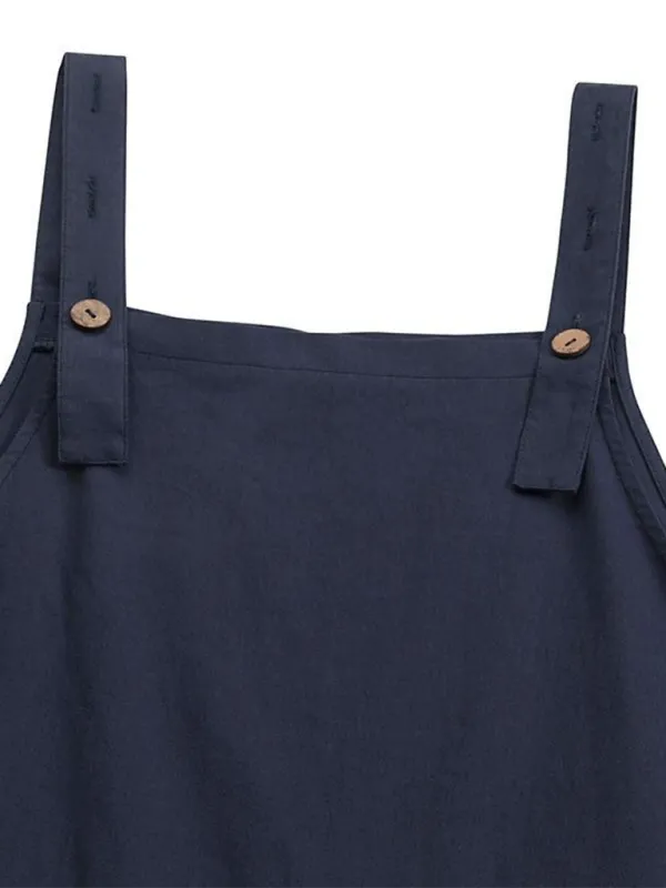 Clean Button Up Spaghetti Strap Jumpsuit Accessory