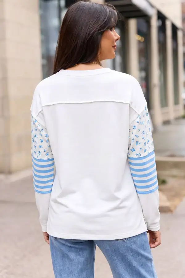 Floral Print Twist Detail Relaxed Long Sleeve Top