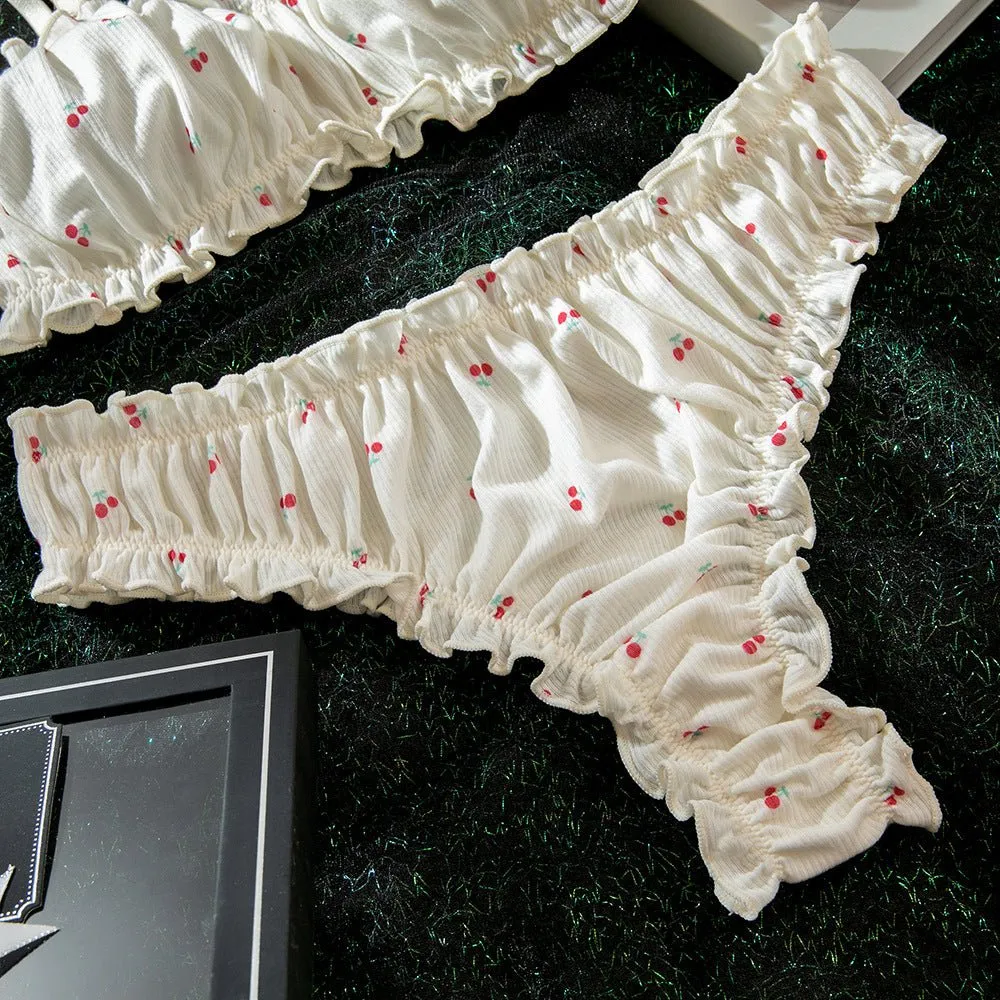 Ruffled Milk-Silk Crop Lingerie Set