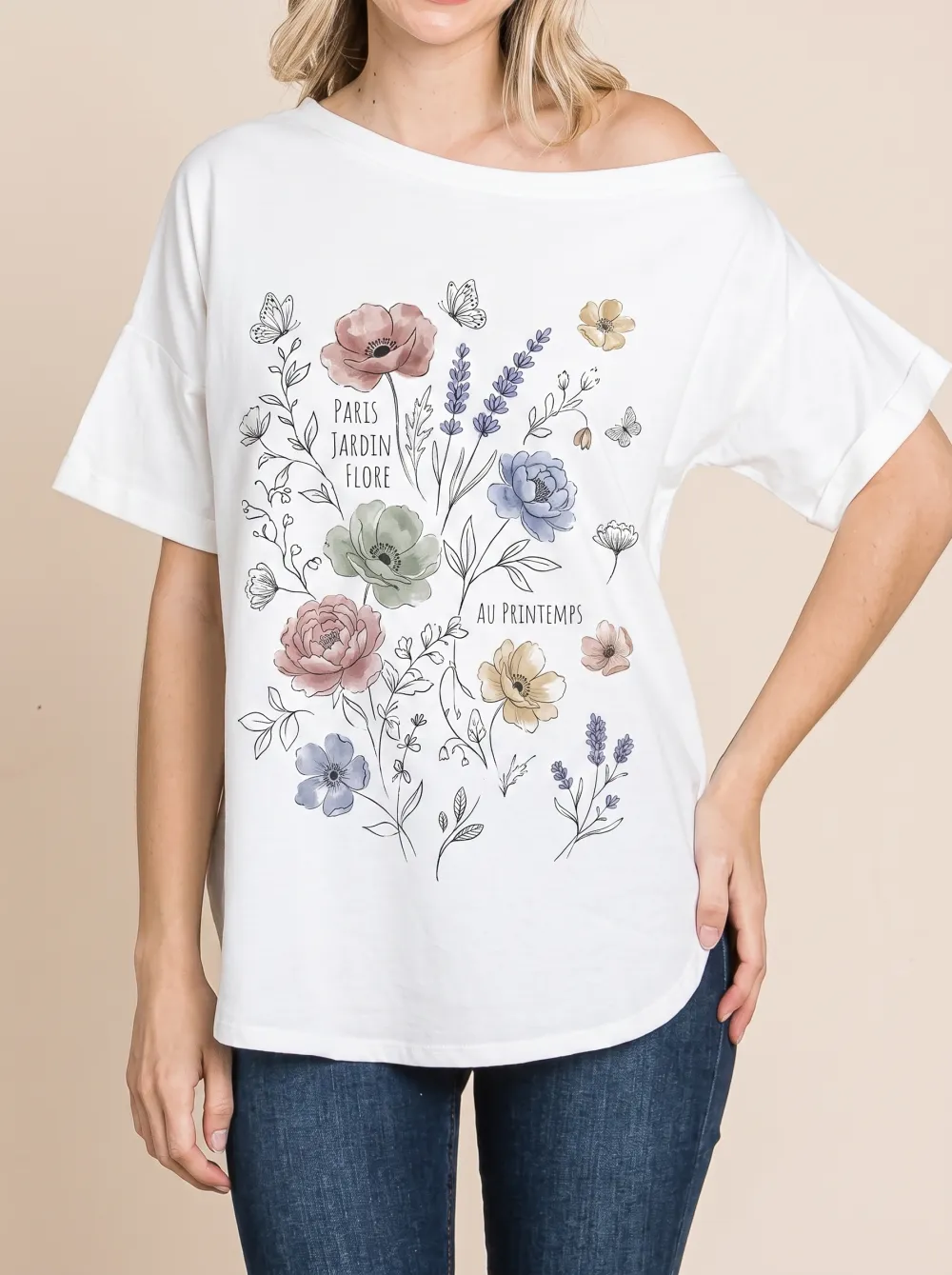 Women's French Floral Garden Paris Printed T-shirt