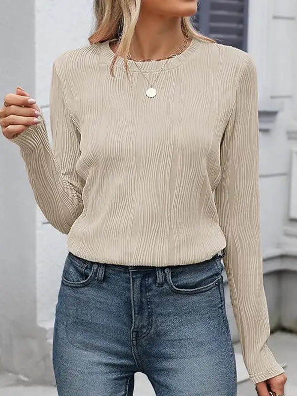 Long Sleeve Relaxed Round Neck Everyday T-Shirt