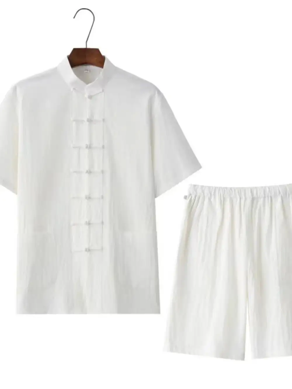 Chinese Style Button Detail Top And Shorts Set