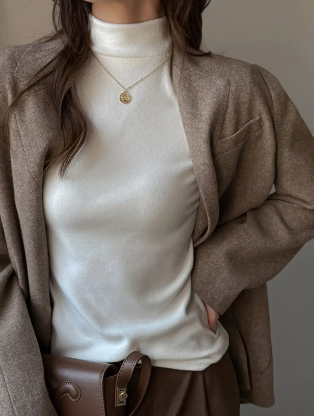 Draped Mock Neck Blouse