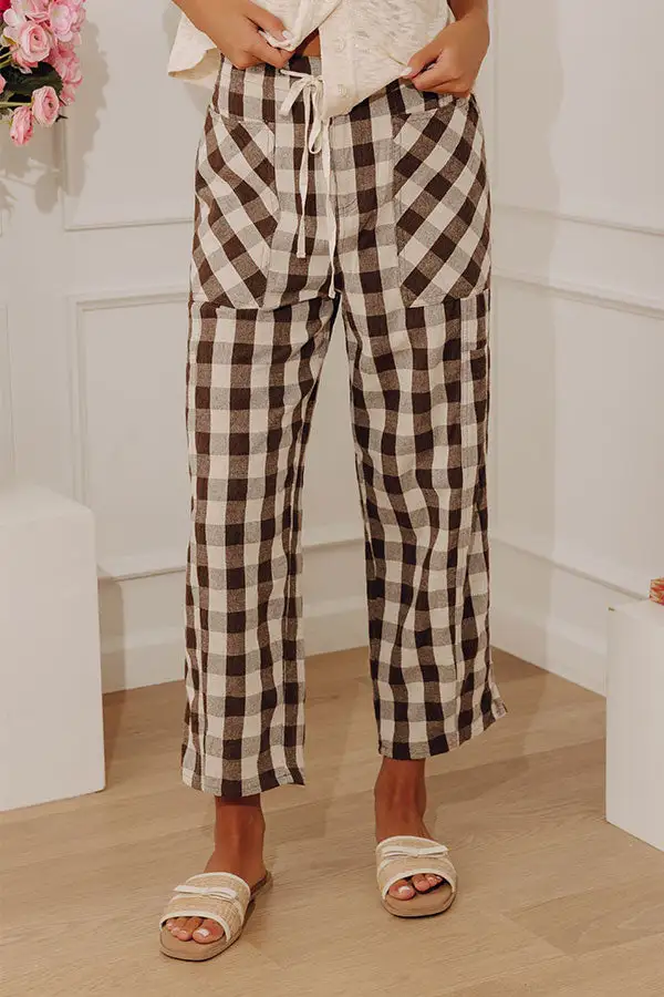 The High Waist Gingham Barrel Leg Pants