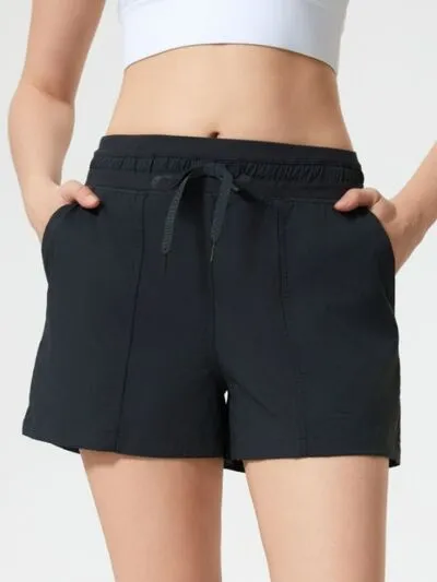 Drawstring Active Shorts With Pockets