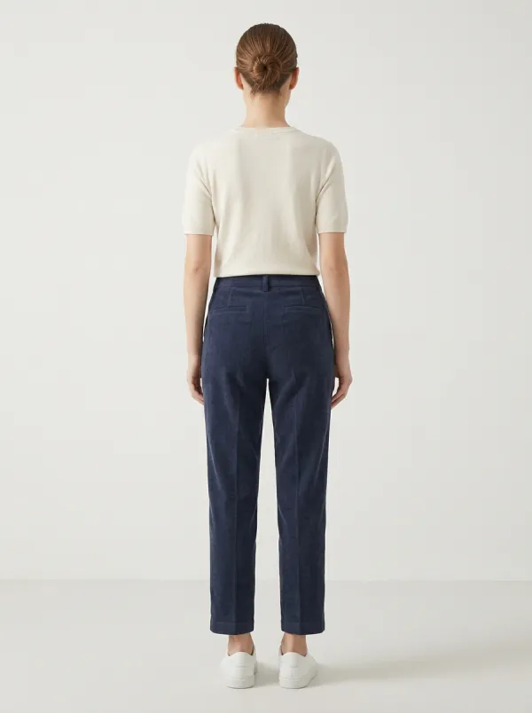 Women's Ginkgo Embroidered Creased Corduroy Straight-Leg Pants