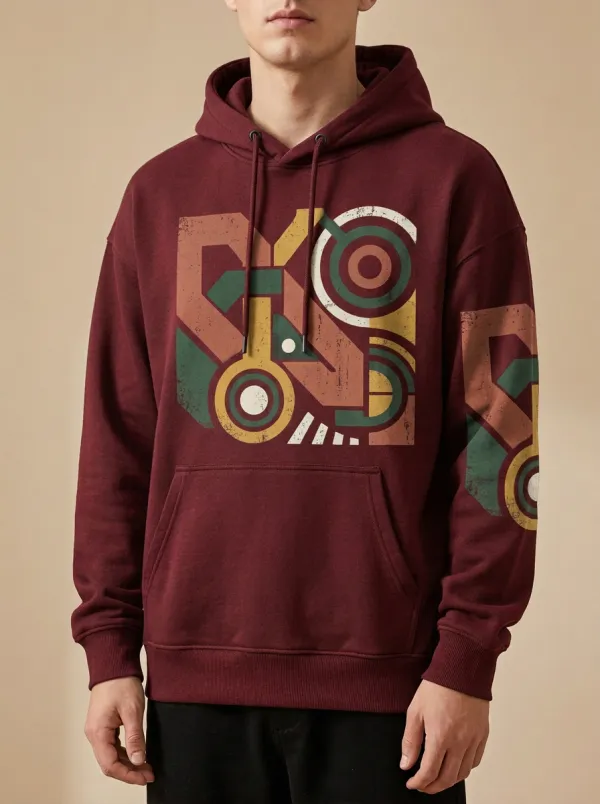 Unisex Distressed Graphic Sleeve Detail Hoodie