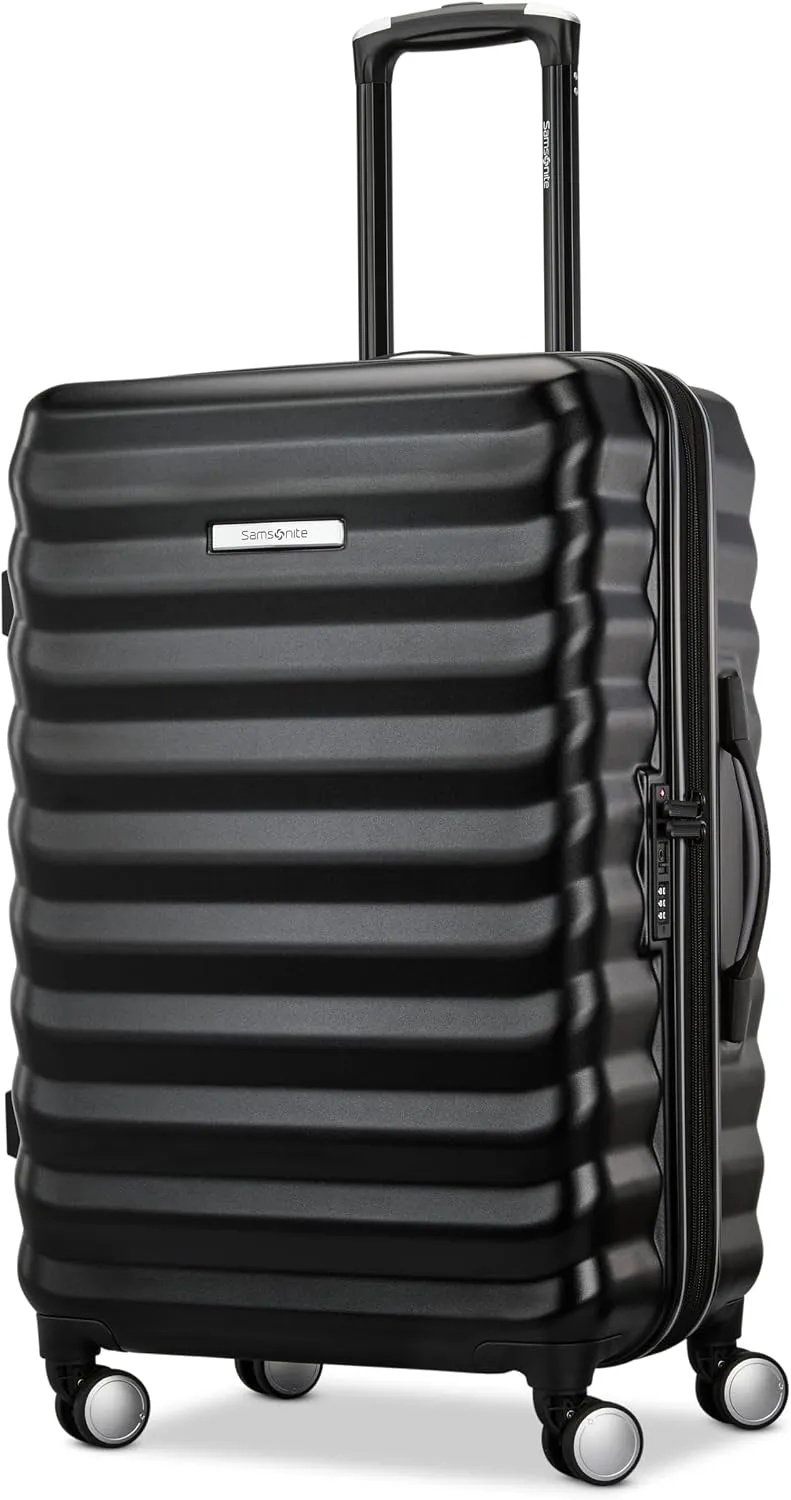 Samsonite Hard-Sided 28-Inch Lightweight Checked Large Expandable Element Suitcase: Durable, 360° Spinner Wheels, Adjustable Telescopic Handle, TSA-Approved Lock - Alpine Black