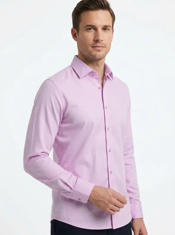 Men's Textured Long Sleeve Dress Shirt