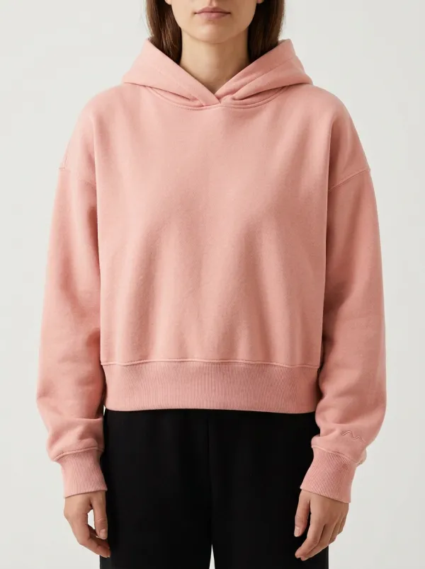 Women's Minimalist Dusty Pink Solid Color Pullover Hoodie