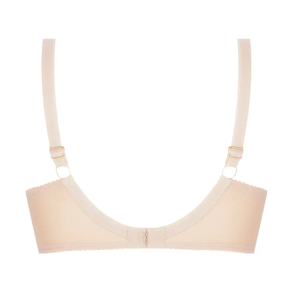 Women's Full Coverage Underwire Three-Part Cup Adjustable Straps Scalloped Lace Embroidery Mesh Sheer Detail Bra