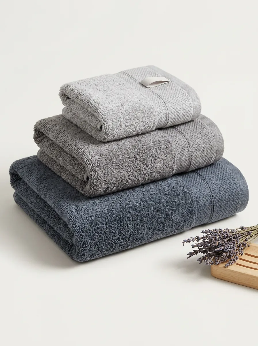 Layered Textured Bath Towel Trio