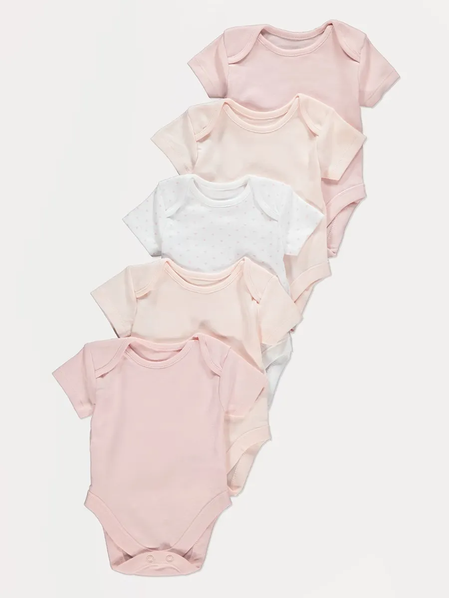 Pink Short Sleeve Bodysuits 5 Pack